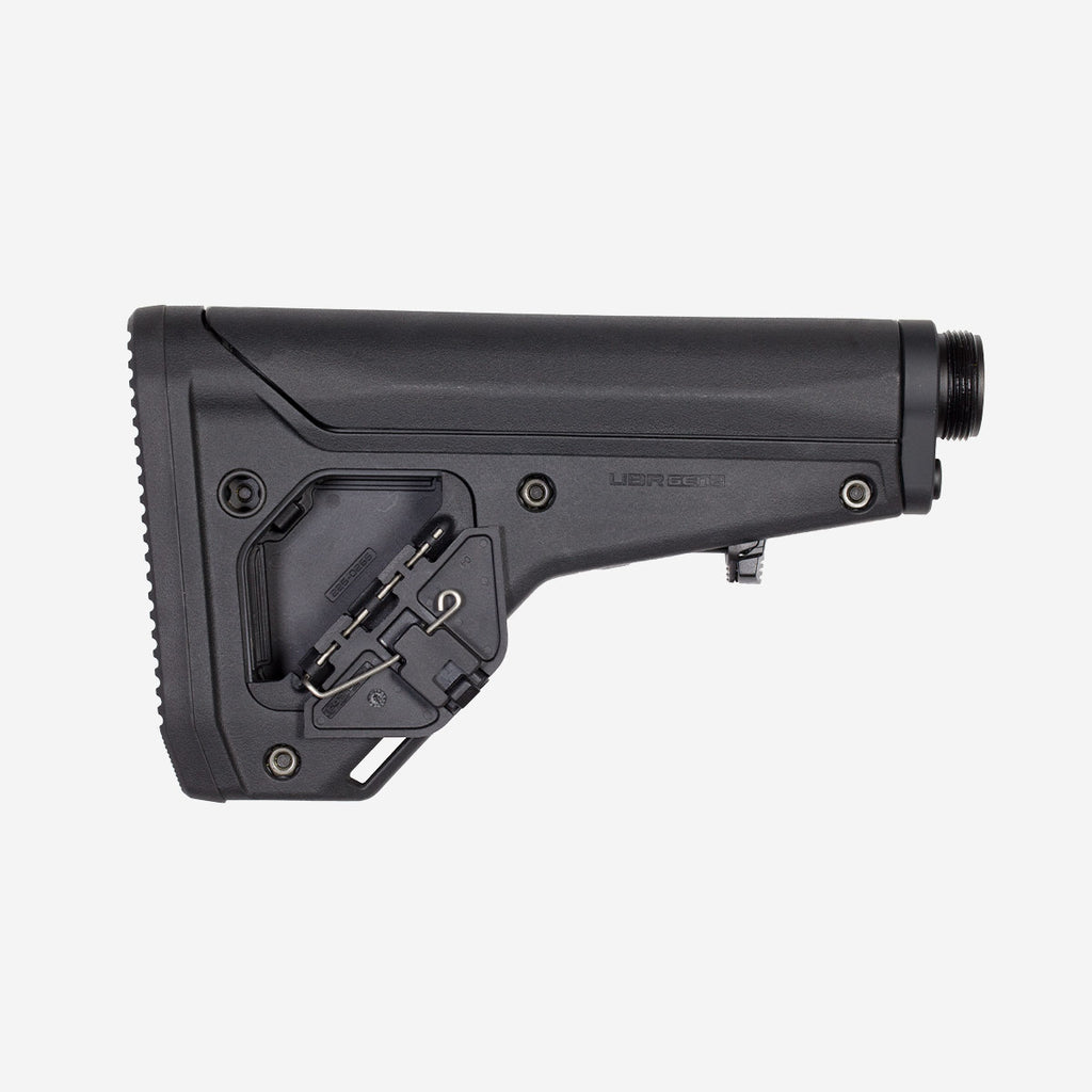 Magpul UBR GEN2 Collapsible Stock in black, side view showing the adjustment lever