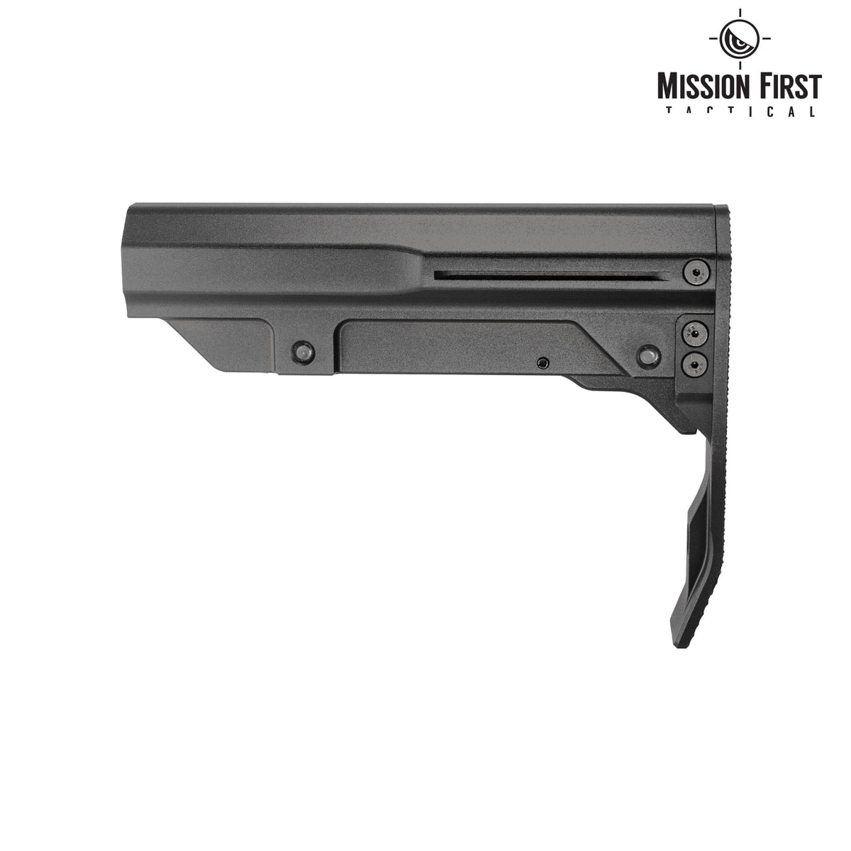 MFT Battlelink Aluminum Minimalist Stock for AR-15, side profile at a slight angle