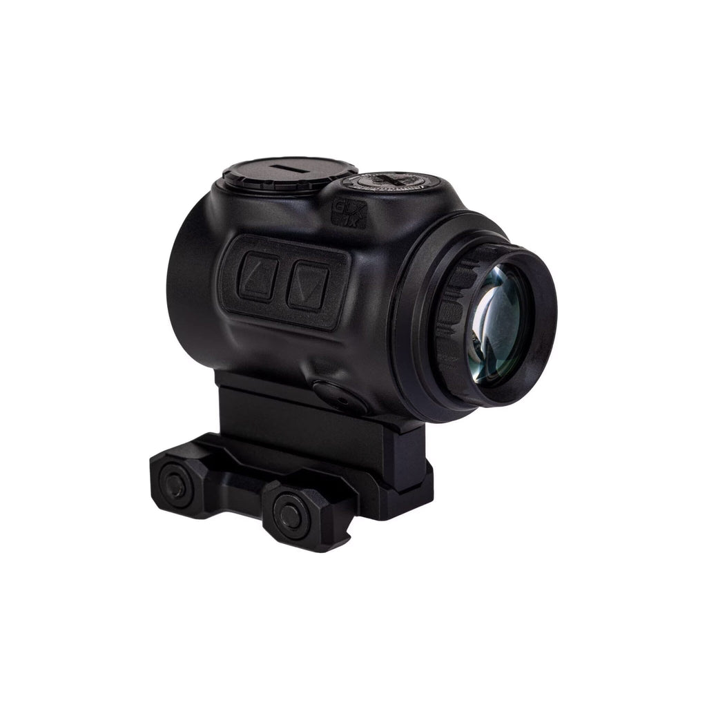 Primary Arms GLx 1X MicroPrism with an etched ACSS Cyclops reticle usable with illumination off