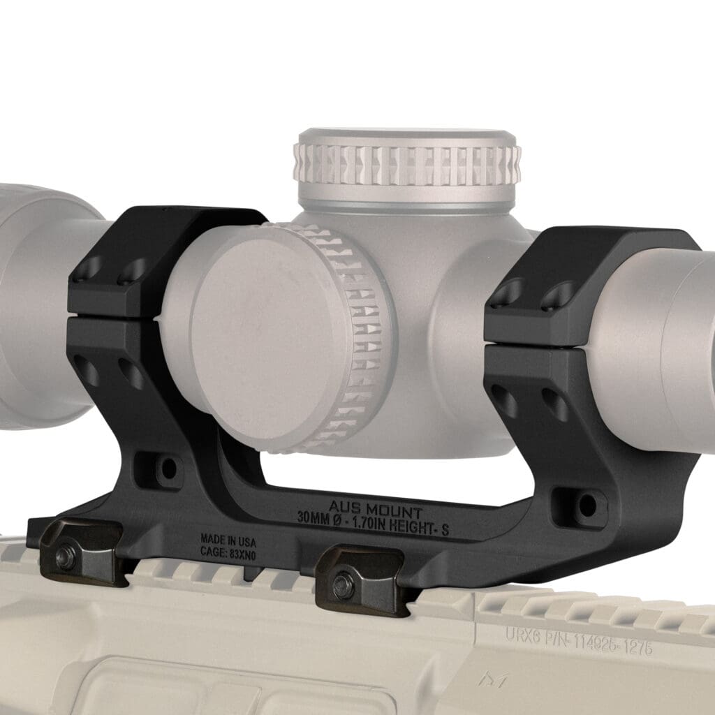 Reptilia AUS one-piece 30mm scope mount, 1.70 in. bore height, in Black Anodize