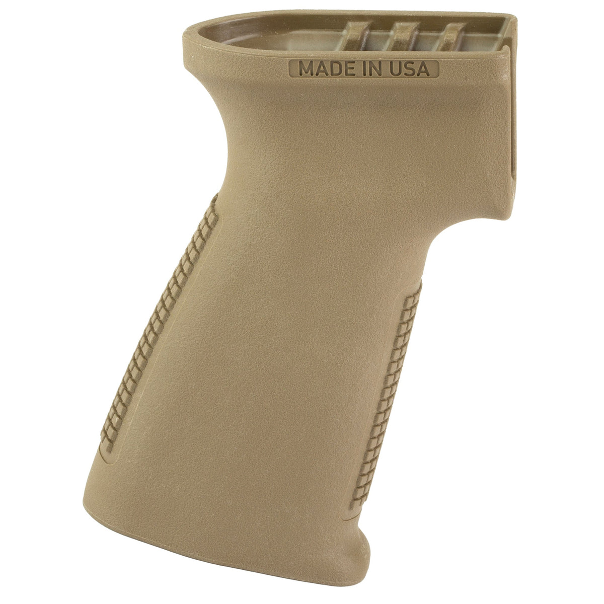 Reptilia CQG-AK pistol grip in FDE Peanut Butter from the opposite angle