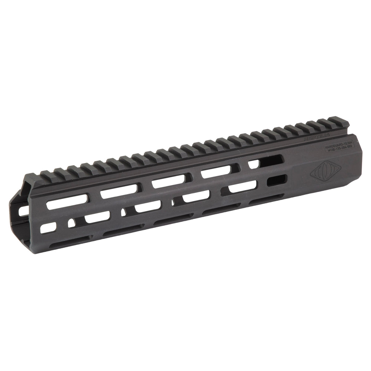 Reptilia M-LOK handguard for AR-15/M4, 10.5 inch in Black Anodized, side view, 100-356