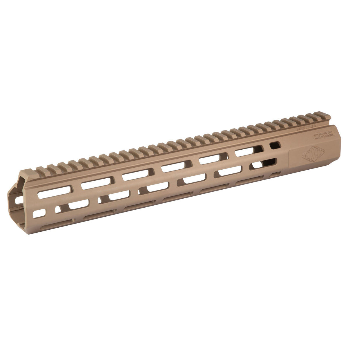 Reptilia M-LOK handguard for AR-15/M4, 13 inch in FDE Anodized, side view, 100-337