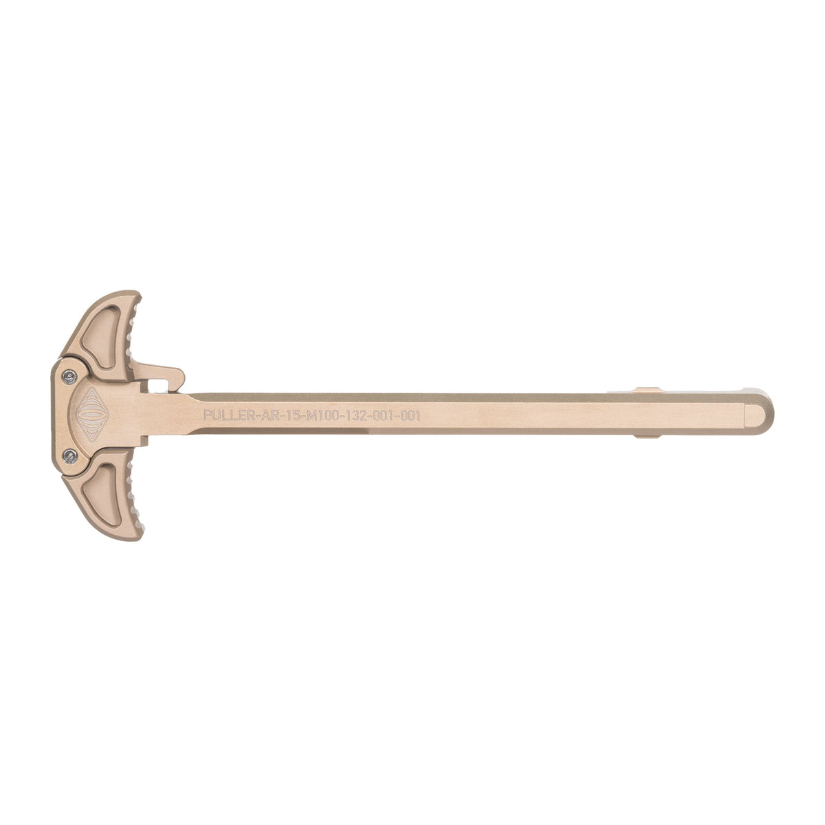 Reptilia PULLER charging handle for AR-15, in FDE, top view
