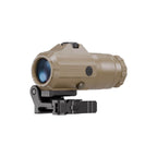SIG Sauer JULIET4 4x magnifier in Flat Dark Earth on its PowerCam quick-release mount