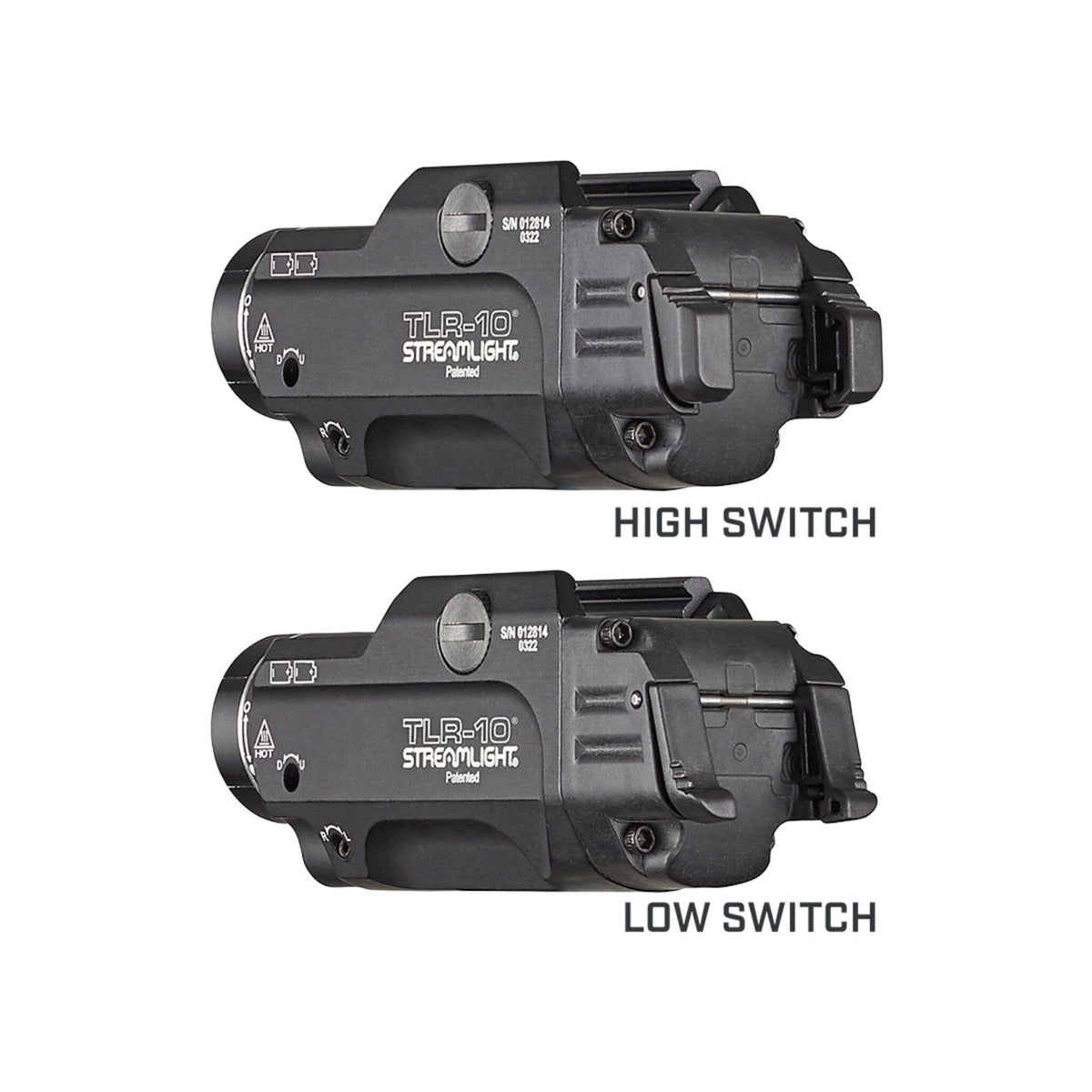 Streamlight TLR-10 with the interchangeable high and low rear switches supplied