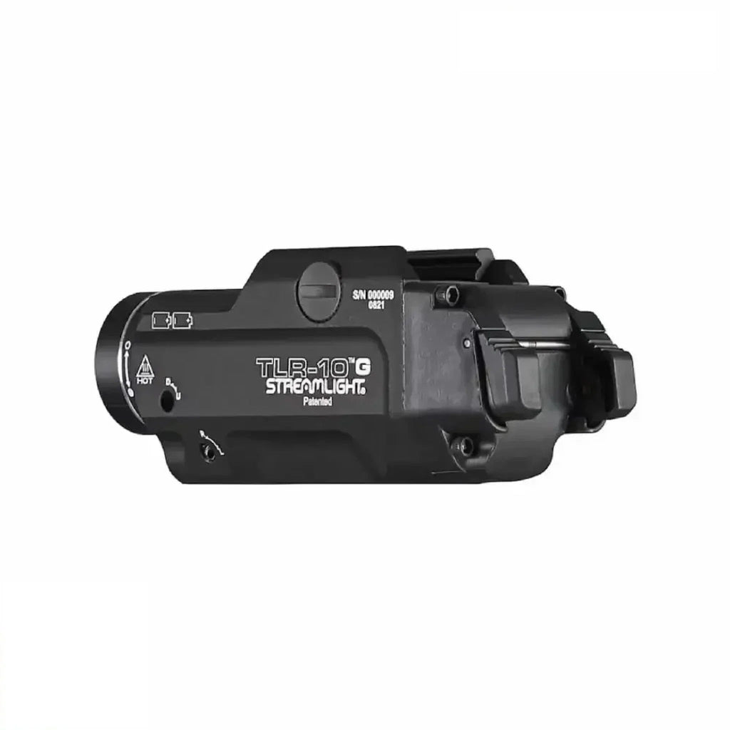 Streamlight TLR-10 G showing the interchangeable high and low Flex rear switches supplied with it