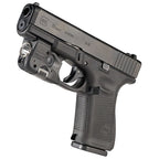 TLR-6 HL G clamped around the trigger guard of a Glock pistol and viewed side-on