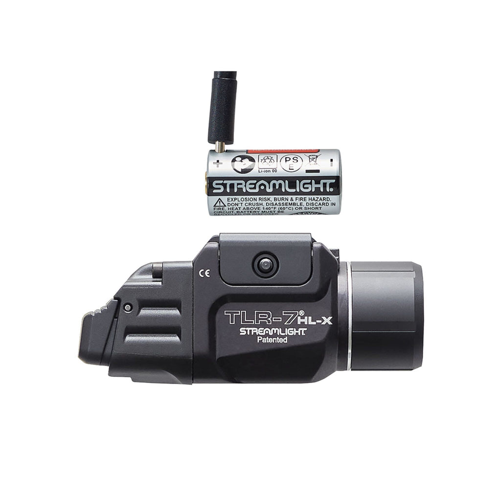 Streamlight TLR-7 HL-X USB in black running an SL-B9 USB-C rechargeable pack or a CR123A cell