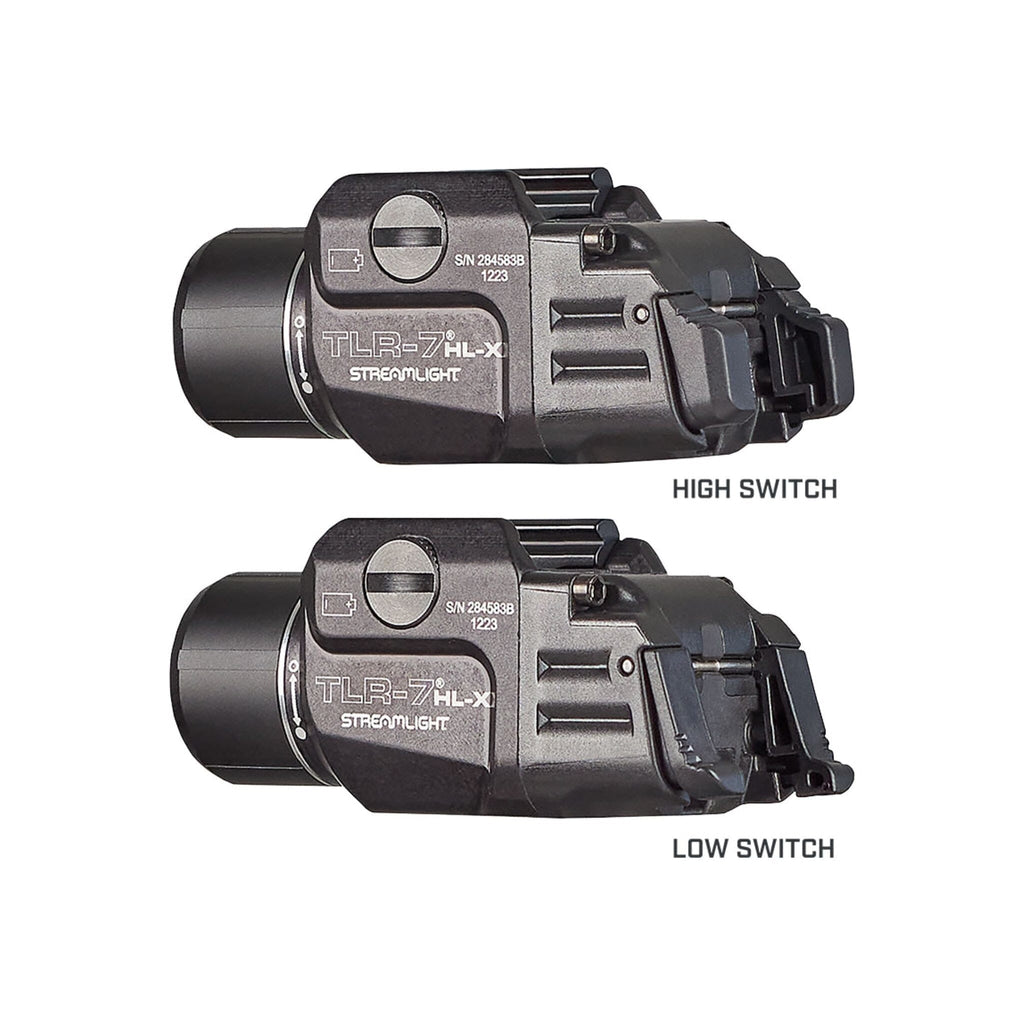 Streamlight TLR-7 HL-X USB in black at 2.88 oz, with its ambidextrous rear paddle switches