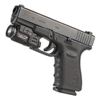 Streamlight TLR-7 X USB in black with the rail clamp visible below the light body
