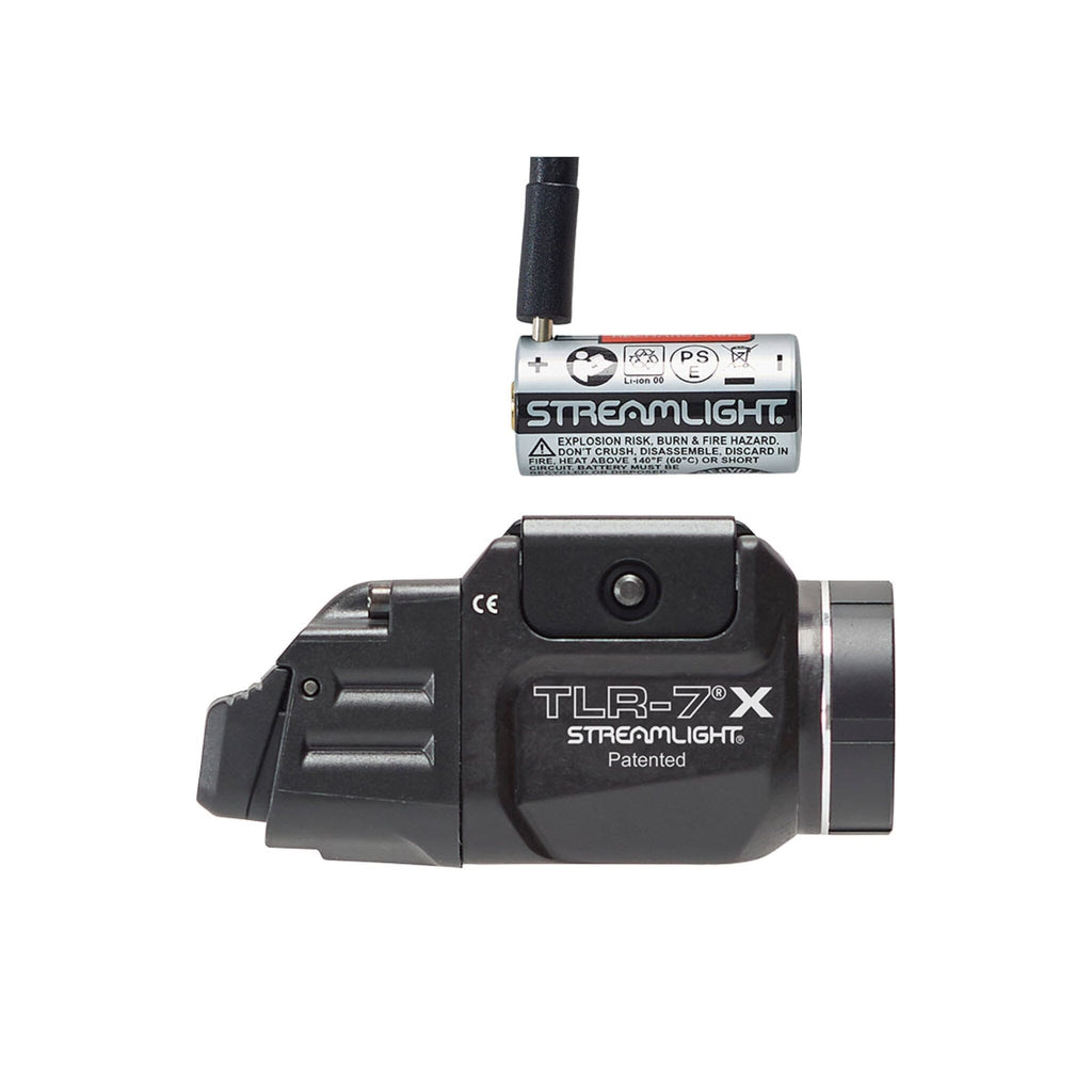 TLR-7 X in black, a multi-fuel light running either a CR123A or an SL-B9 rechargeable pack