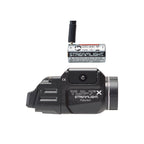 TLR-7 X in black, a multi-fuel light running either a CR123A or an SL-B9 rechargeable pack
