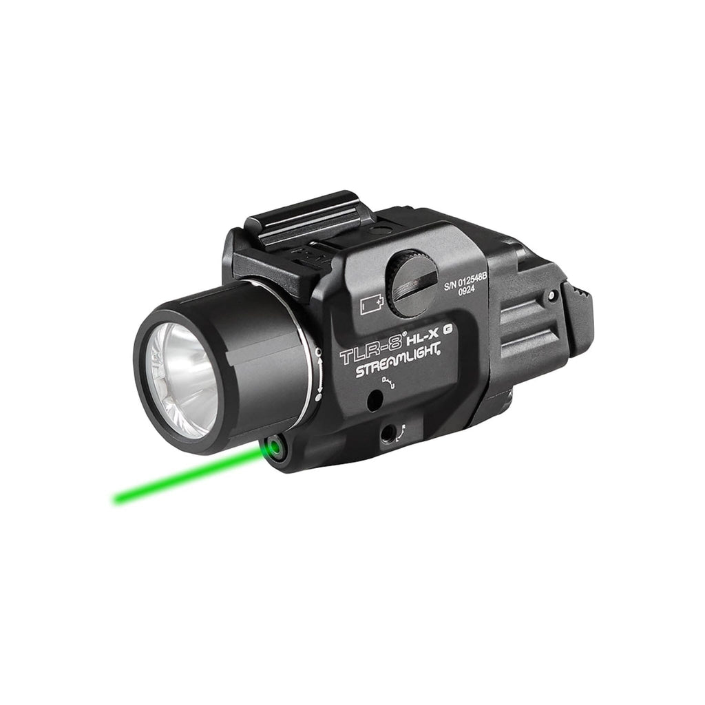 Streamlight TLR-8 HL-X G USB weapon light with a green aiming laser beside the white light LED
