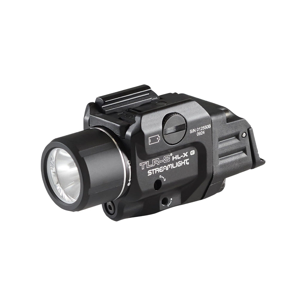 Streamlight TLR-8 HL-X G weapon light on a pistol rail clamp, 2.90 inches long at 3.14 oz
