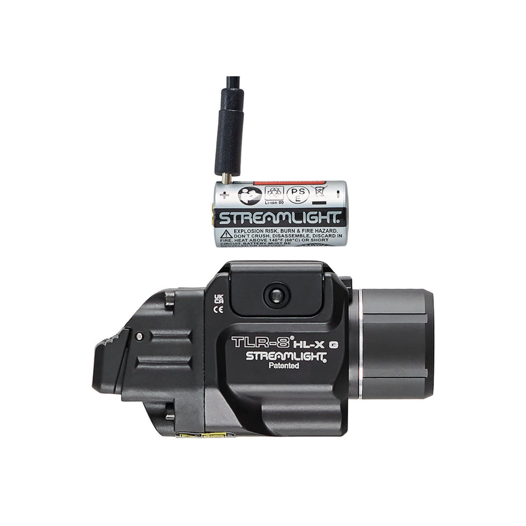 Streamlight TLR-8 HL-X USB showing the red aiming laser aperture beside the white LED