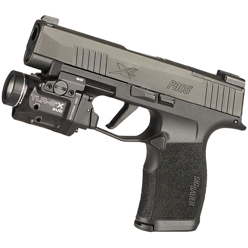 Streamlight TLR-8 X sub with the windage and elevation screws that adjust its red aiming laser