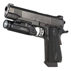 Streamlight TLR-9 running two CR123A lithium cells for a 1.5 hour runtime