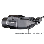 Streamlight TLR RM 1 HL-X USB weapon light clamped to a MIL-STD-1913 Picatinny rail section