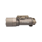 SureFire X300T-A Turbo weapon light in tan, powered by two CR123A lithium cells
