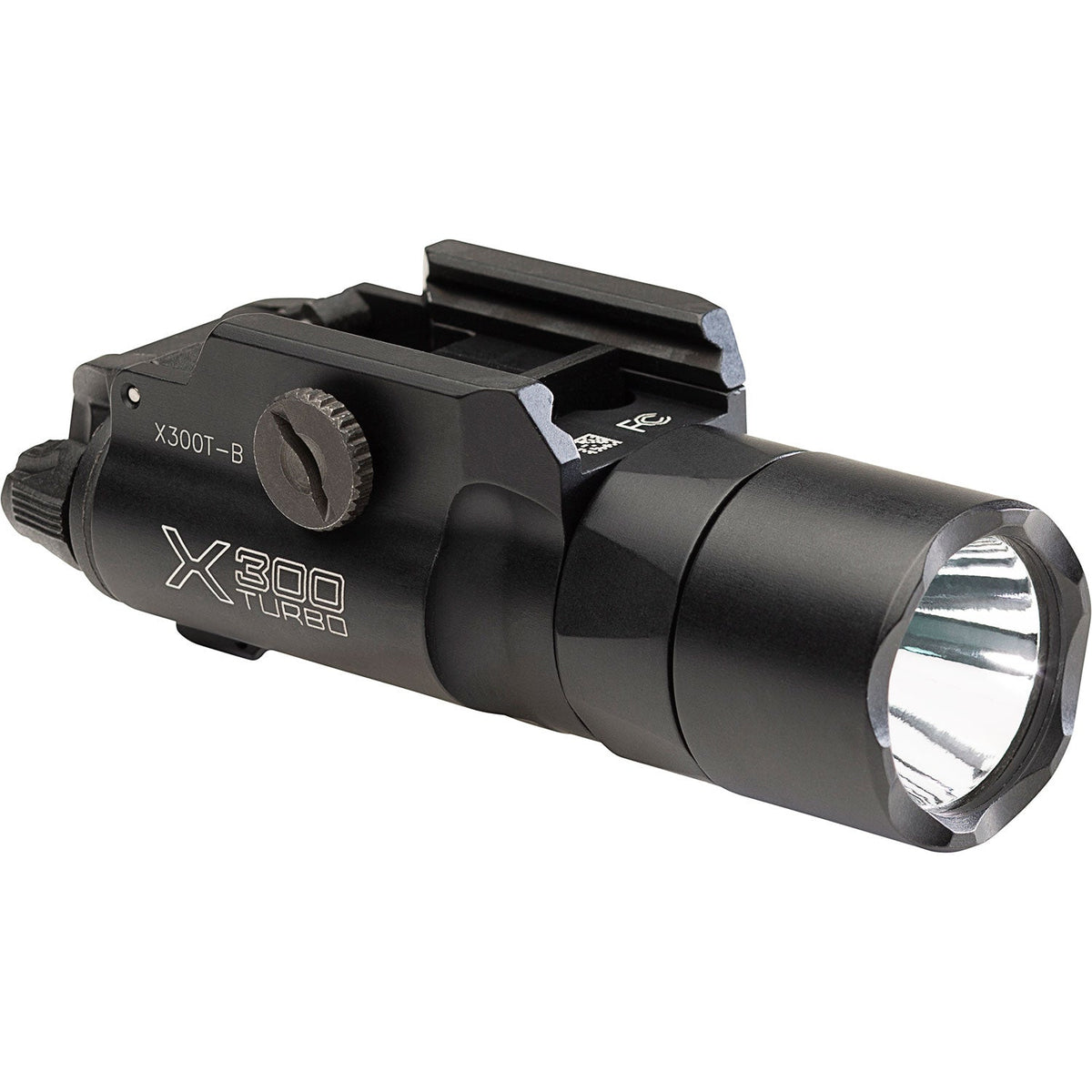 SureFire X300T-B Turbo weapon light showing the bezel and the mounting interface