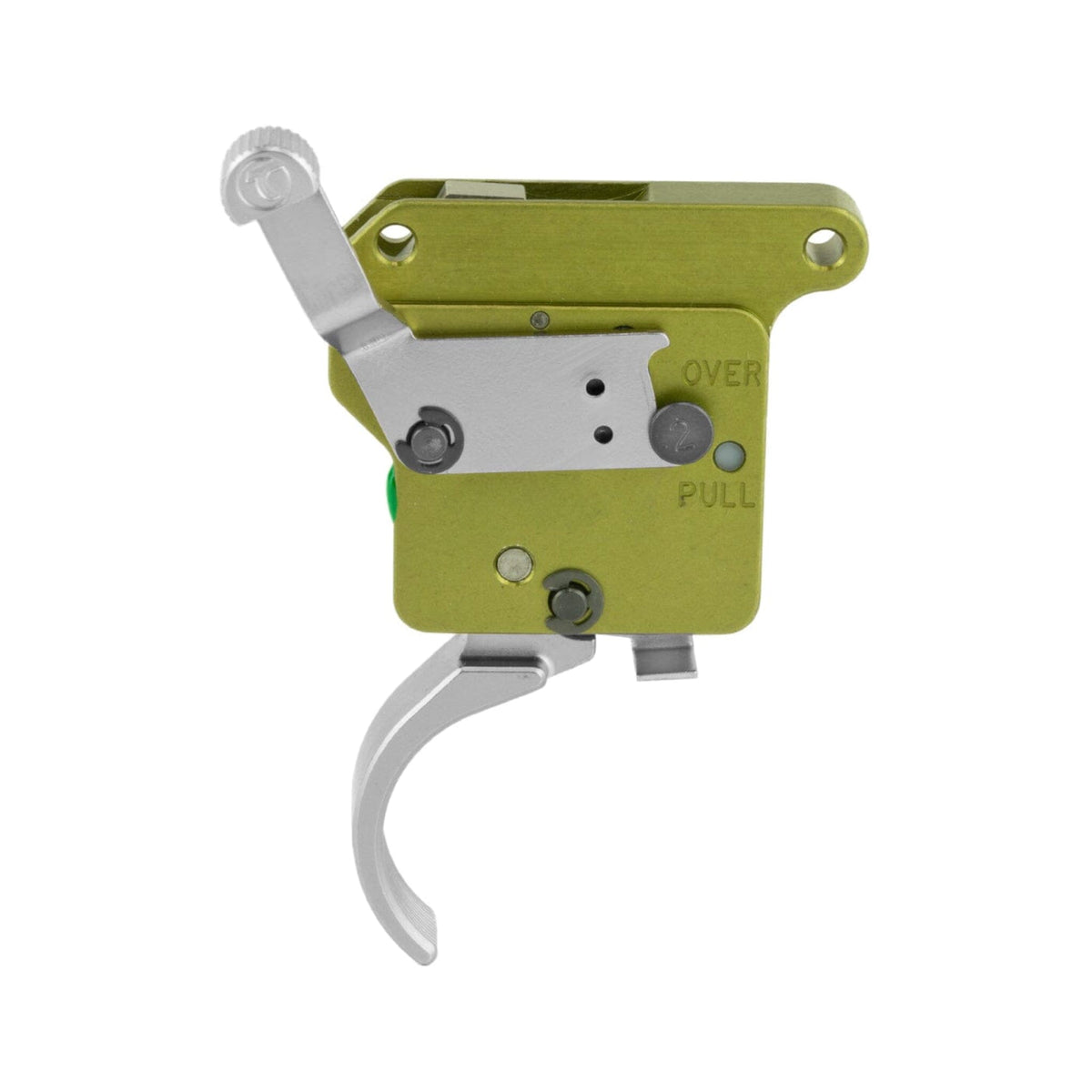 Timney Elite Hunter Trigger 512-V2 - Remington 700 - Straight - Nickel, side profile with the silver shoe