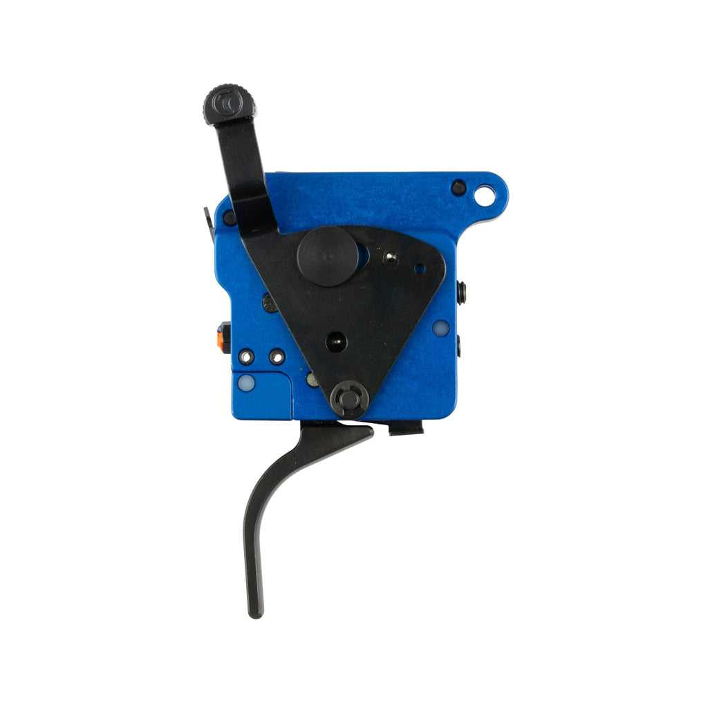 Timney Two-Stage Trigger 532-ST - Remington 700 - Straight Shoe, side profile of the blue housing