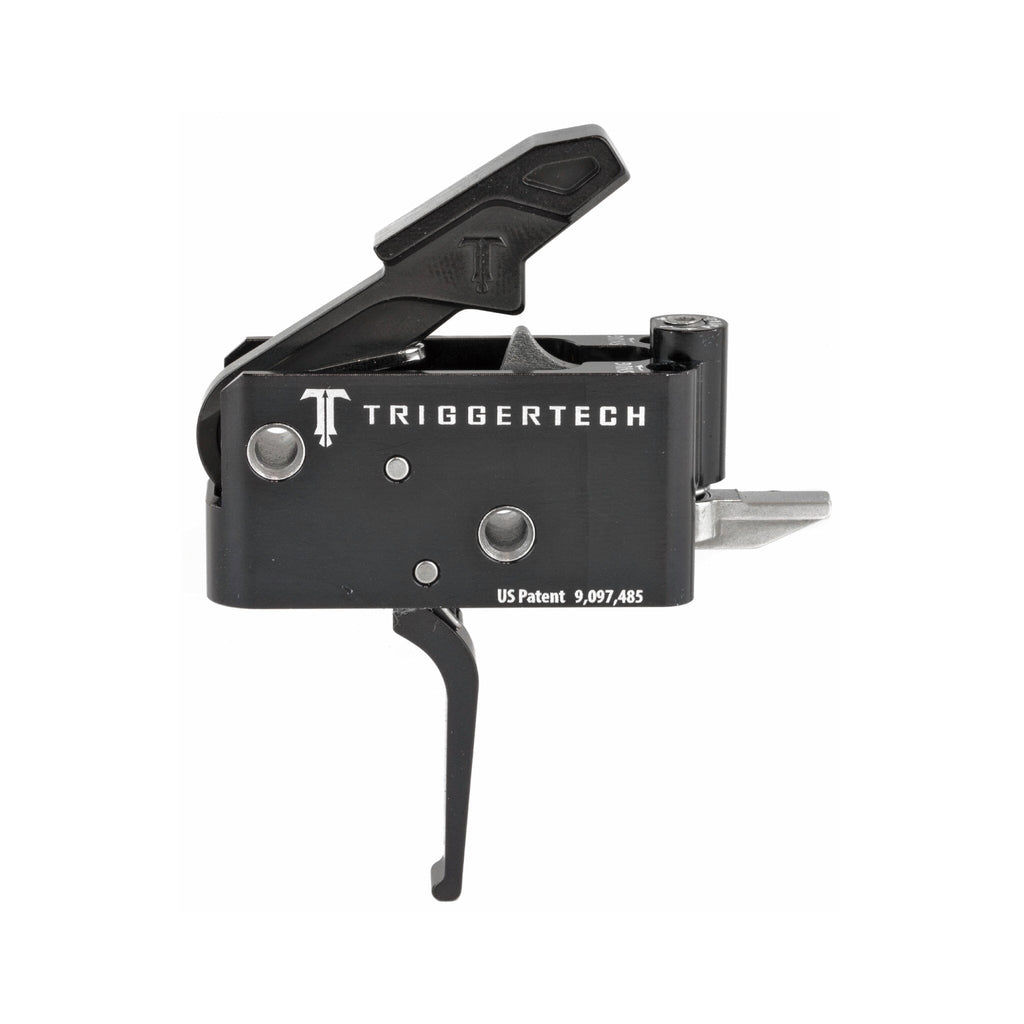 TriggerTech Adaptable Two-Stage Trigger - AR-15 - Flat 2.5-5 lb - PVD Black, side profile showing the housing markings
