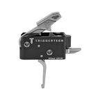 TriggerTech Competitive Two-Stage Trigger - AR-15 - Flat 3.5 lb - Stainless/Black, side profile showing the housing markings