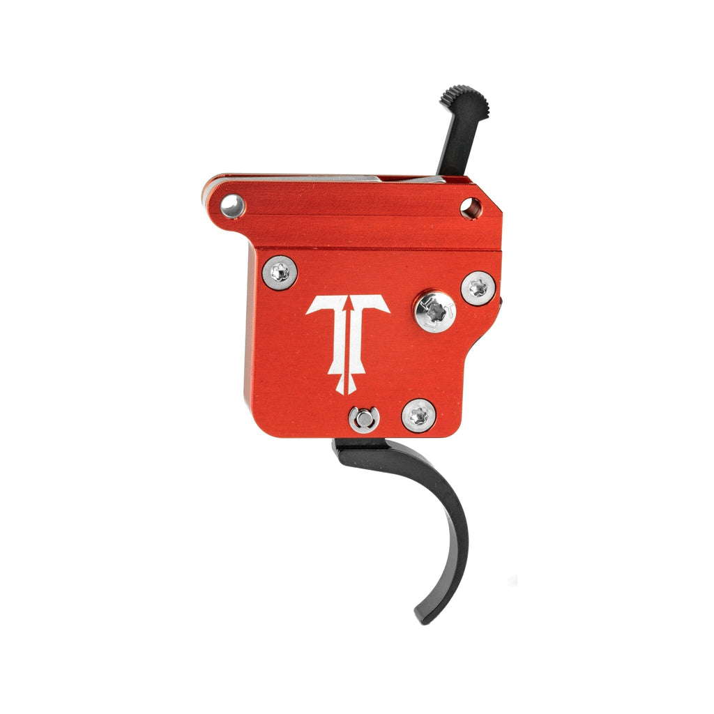 TriggerTech Diamond Pro Single-Stage Trigger - Remington 700 - Curved - Black/Red, side profile showing the housing markings