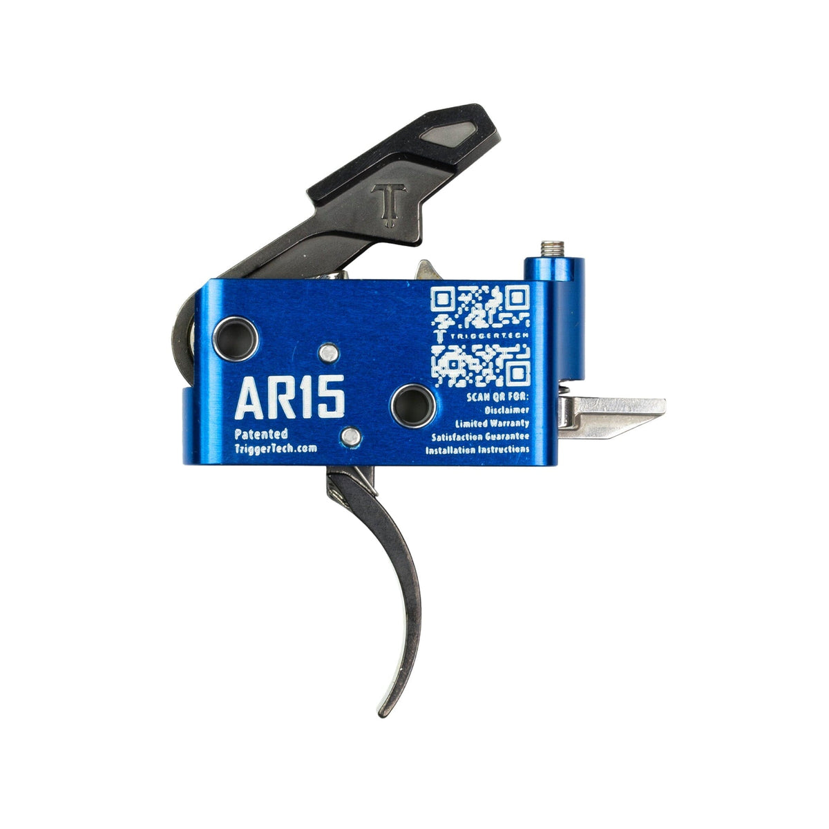 TriggerTech Diamond Pro Single-Stage Trigger - AR-15 - Curved 1.5-4 lb - Blue/Black, side profile of the blue housing