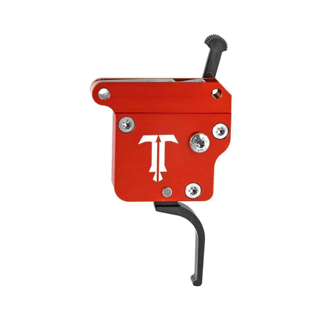 TriggerTech Diamond Single-Stage Trigger - Remington 700 - Flat 0.25-2 lb - Black/Red, side profile showing the housing markings