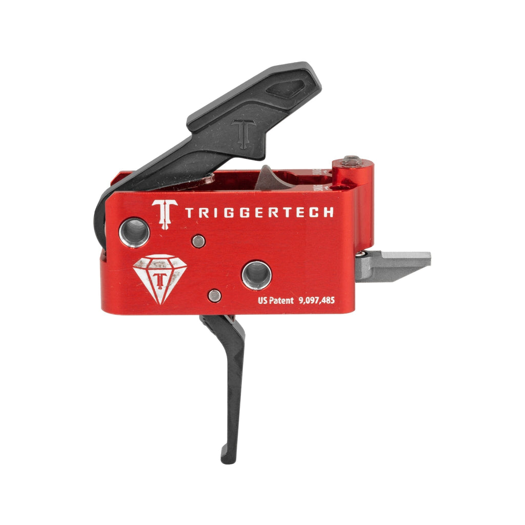 TriggerTech Diamond Two-Stage Trigger - AR-15 - Flat 1.5-4 lb - Black/Red, side profile showing the housing markings