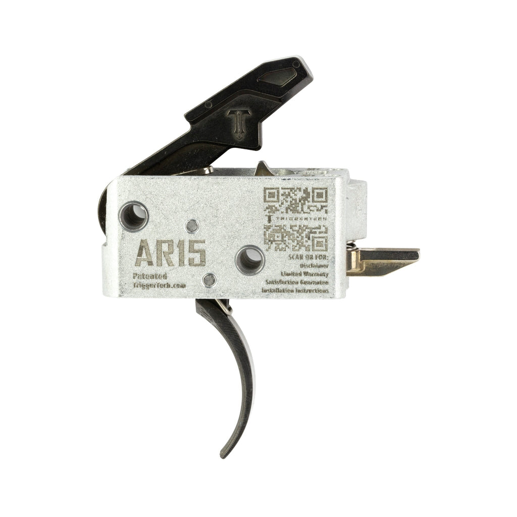 TriggerTech Duty Mil-Spec Two-Stage Trigger - AR-15 - Curved - Black, side profile showing the housing markings