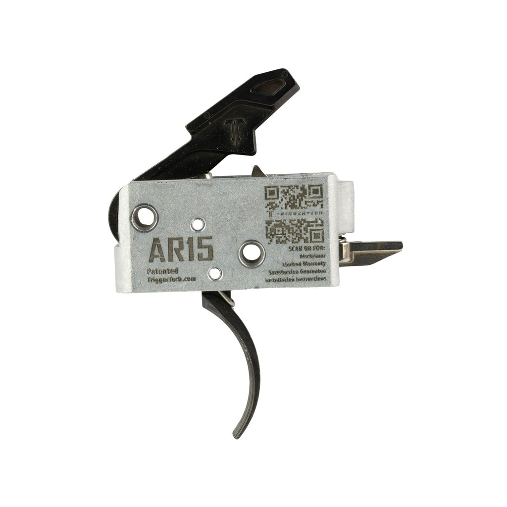 TriggerTech Duty Single-Stage Trigger - AR-15 - Curved - Black, side profile showing the housing markings